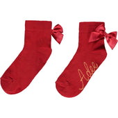 A'Dee Girls Red Bow Ankle Socks